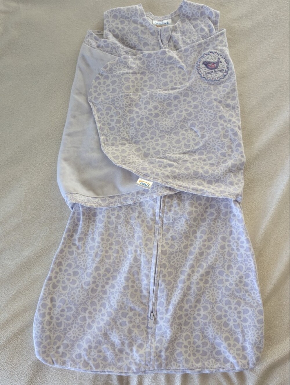 Small Halo SleepSack Swaddle - Light Purple Floral